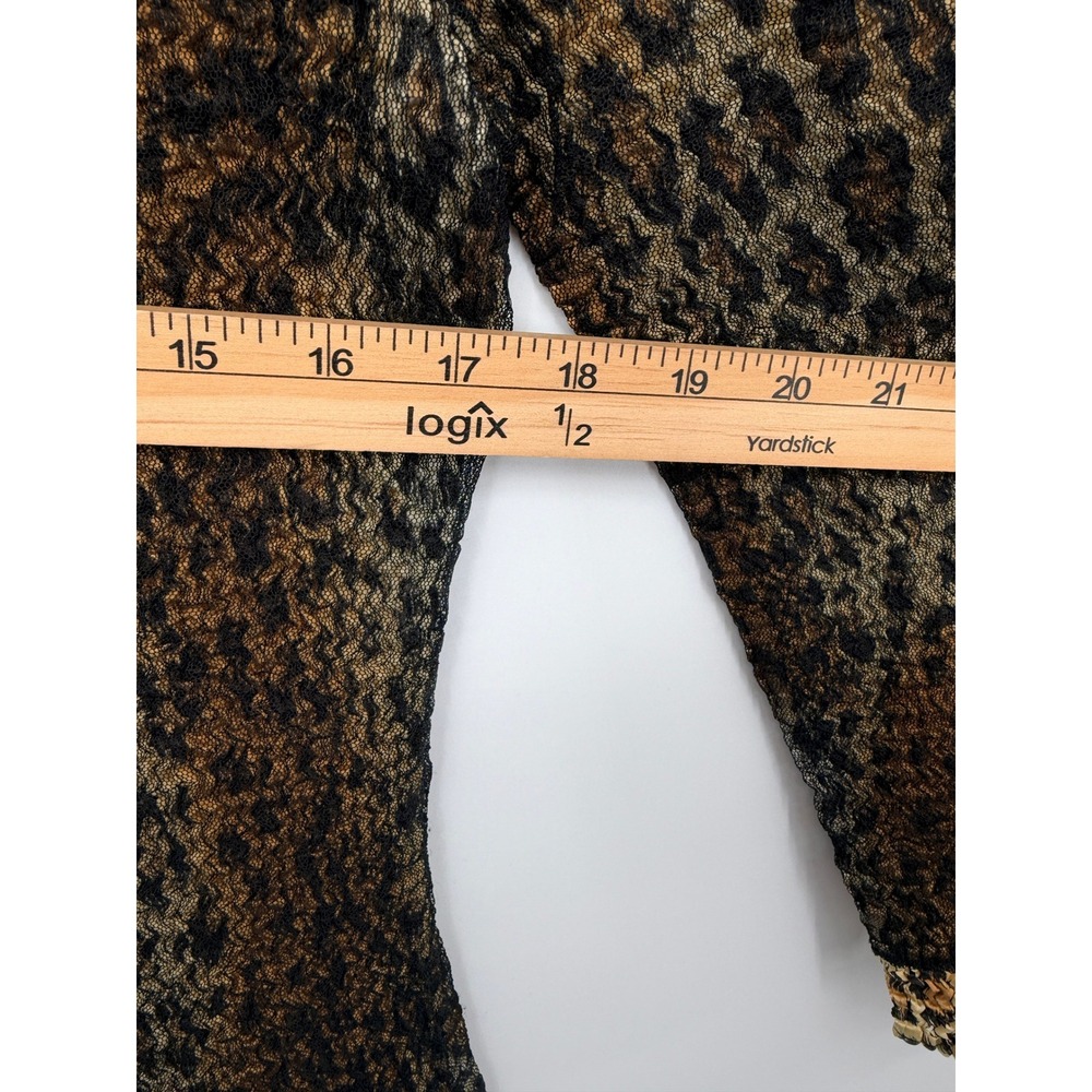 Alberto Makali Blouse Womens Medium Brown Leopard Excellent Sequin Lace Crinkle - Picture 9 of 10
